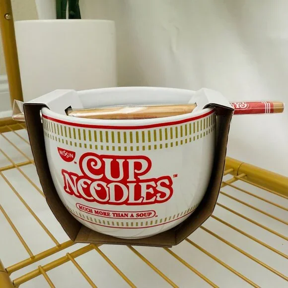 NWT Cup Noodles Ceramic Ramen Noodle Rice Bowl w/Chopsticks! - Picture 1 of 6